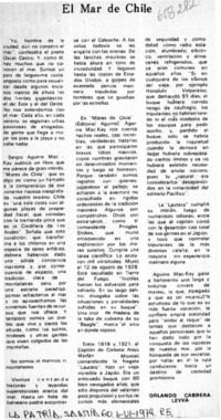 El mar de Chile  [artículo] Orlando Cabrera Leyva.