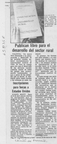 Publican libro para el desarrollo del sector rural.