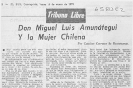 Don Miguel Luis Amunátegui y la mujer chilena