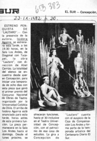 Estreno penquista de "Lautaro".  [artículo]