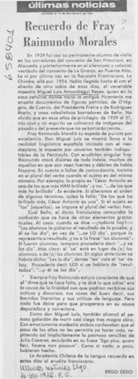 Recuerdo de Fray Raimundo Morales