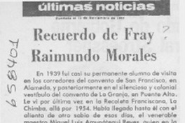Recuerdo de Fray Raimundo Morales