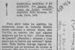 Gabriela Mistral y su sobrino.  [artículo]