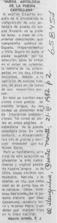 "Nueva antología de la poesía castellana".