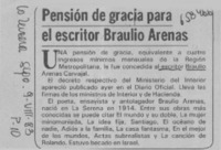 Pensión de gracia para el ecritor Braulio Arenas.  [artículo]