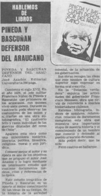 Pineda y Bascuñán defensor del araucano.