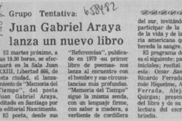 Juan Gabriel Araya lanza un nuevo libro.  [artículo]