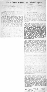 Un Libro para los sicólogos.  [artículo]