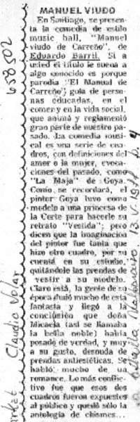 Manuel viudo  [artículo] Claudio Solar.
