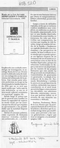 Deprivación y familia  [artículo] Eugenio García-Díaz.