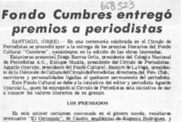 Fondo cumbres entregó premios a periodistas.  [artículo]