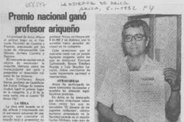 Premio nacional ganó profesor Ariqueño.