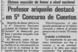 Profesor ariqueño destacó en 5° concurso de cuentos.