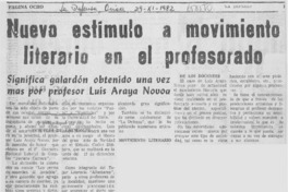 Nuevo estímulo a movimiento literario en el profesorado.
