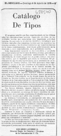 Catálogo de tipos  [artículo] Eduardo Latorre G.
