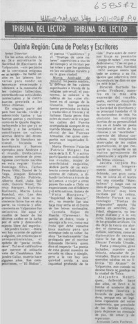 Quinta región, cuna de poetas y escritores