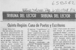 Quinta región, cuna de poetas y escritores