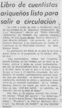 Libro de cuentistas ariqueños listo para salir a la circulación.