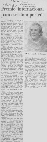 Premio internacional para escritora porteña.