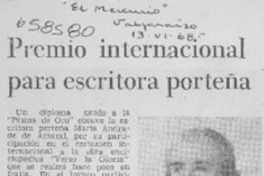 Premio internacional para escritora porteña.