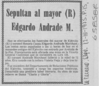 Sepultan al mayor (R) Edgardo Andrade M.