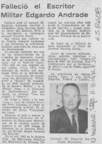 Falleció el escritor militar Edgardo Andrade.