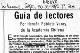 Guía de lectores  [artículo] Hernán Poblete Varas.