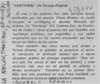 Ventanal de Teresa Alvarez  [artículo] Gonzalo Drago.