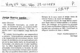 Jorge Barría Serón  [artículo] Pedro Godoy P.