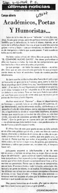 Académicos, poetas y humoristas --  [artículo] Gyliane Balmaceda.