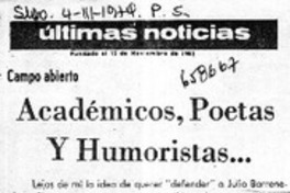 Académicos, poetas y humoristas --  [artículo] Gyliane Balmaceda.