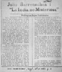 Julio Barrenechea: "La India no misteriosa".  [artículo]