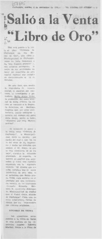 Salió a la venta "Libro de Oro".