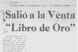 Salió a la venta "Libro de Oro".