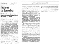 Jauja en Lo Barnechea.  [artículo]