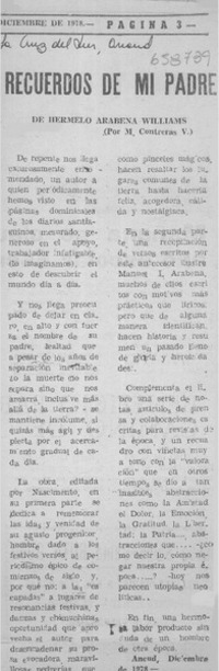 Recuerdos de mi padre  [artículo] M. Contreras V.