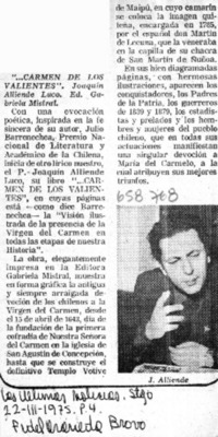 Carmen de los valientes  [artículo] Fidel Araneda Bravo.