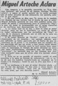 Miguel Arteche aclara