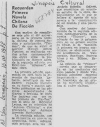 Recuerdan primera novela chilena de ficción.
