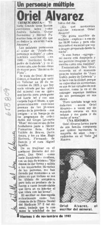 Un personaje múltiple Oriel Alvarez.  [artículo]