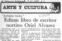 Editan libro de escritor nortino Oriel Alvarez.  [artículo]