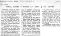 Poesía, cuento y novela: Los libros y sus autores.  [artículo]