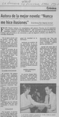 Autora de la mejor novela: "Nunca me hice ilusiones".  [artículo]