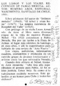 Los Libros y los viajes, recuerdos de Pablo Neruda.