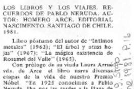 Los Libros y los viajes, recuerdos de Pablo Neruda.