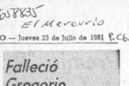 Falleció Gregorio Amunátegui J.  [artículo]