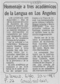Homenaje a tres académicos de la lengua en Los Angeles.