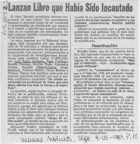 Lanzan libro que había sido incautado.