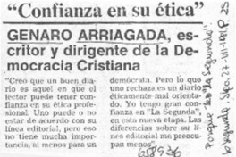 "Confianza en su ética".  [artículo]