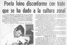 Poeta o loíno disconforme con trato que se ha dado a la cultura zonal.  [artículo]